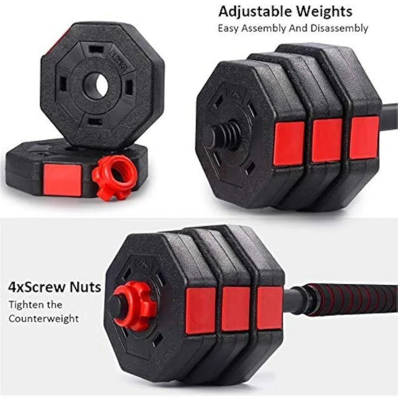 Dumbbells Set, Adjustable Weights 3-in-1 Set Barbell 44 Lb,